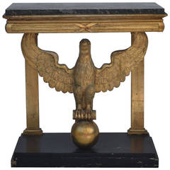 Early 19th Century Swedish Gilded and Painted Eagle Console with Marble Top