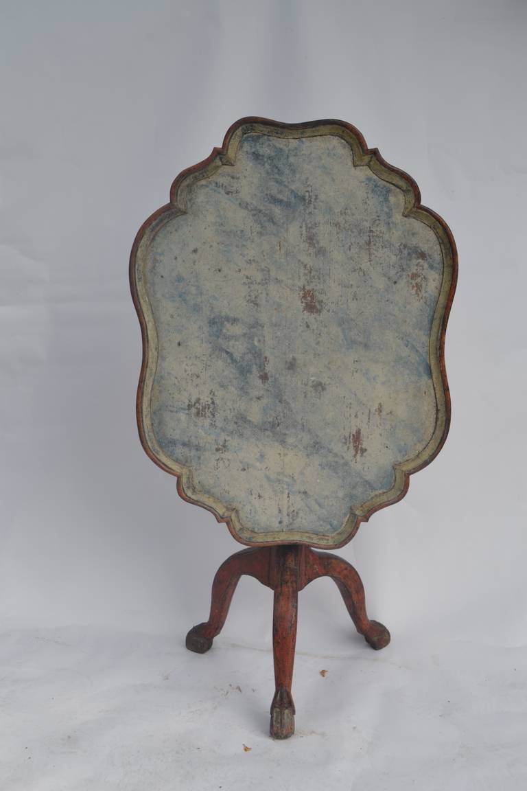 18th Century Painted and Shaped Swedish Table with Claw Feet