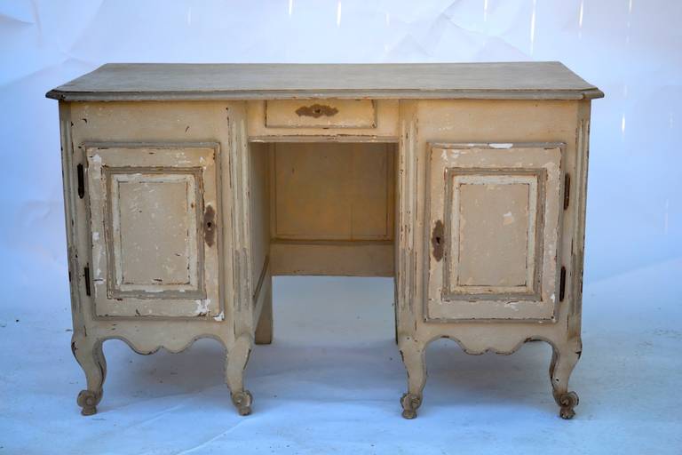 Small 19th Century Painted French Provincial Kneehole Desk