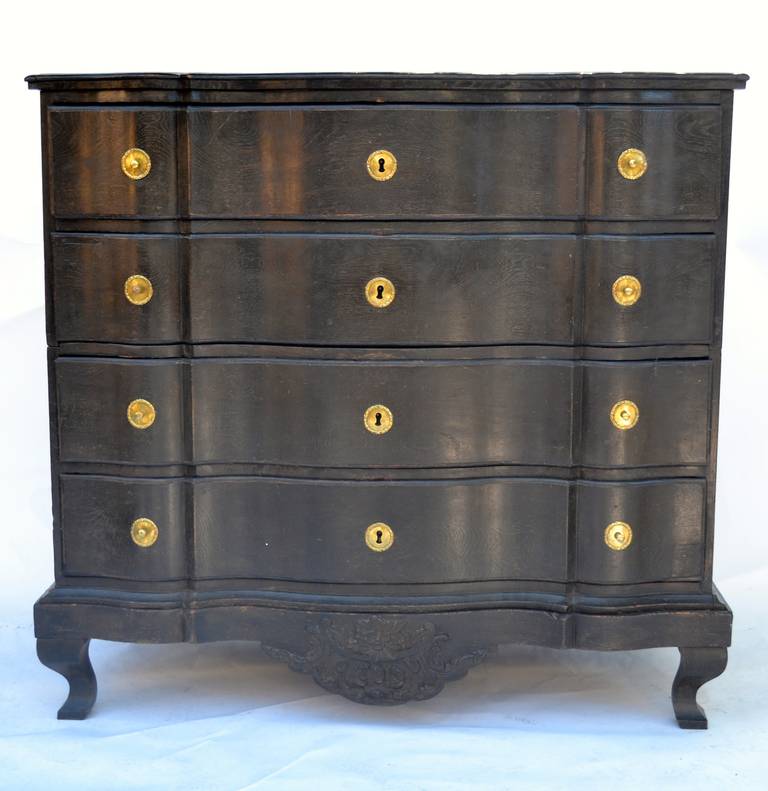 Early 19th Century Swedish Shaped Black Baroque Chest