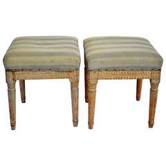 Pair of Early 19th Century Scraped Gustavian Stools