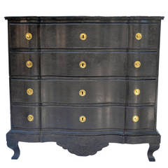 Early 19th Century Swedish Shaped Black Baroque Chest