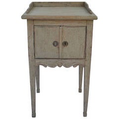 Small Scraped Swedish Potstand with Drawer and Cupboard Door