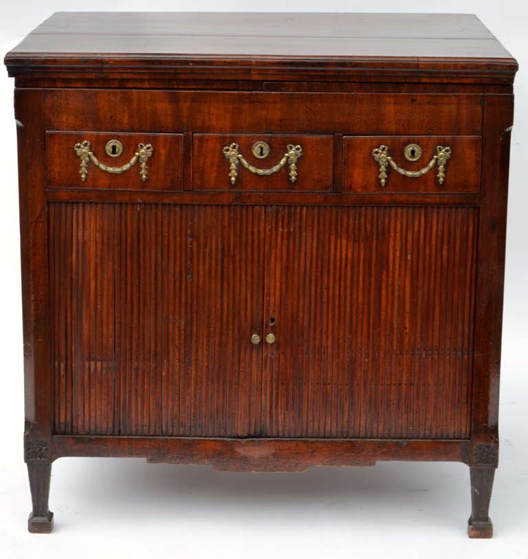 Early 19th Century Irish Mahogany Chest with Tambour Doors