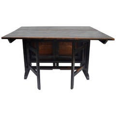 Antique Early 19th Century Swedish Pained Black Gate-leg Table