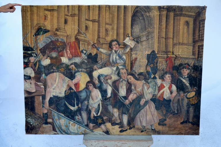 Large 19th Century Painting on Canvas of the French Revolution