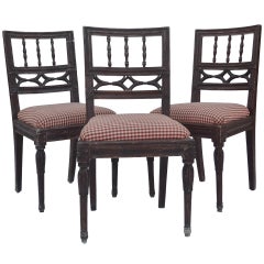 Antique Set of Three Early 19th Century Painted Swedish Red Dining Chairs