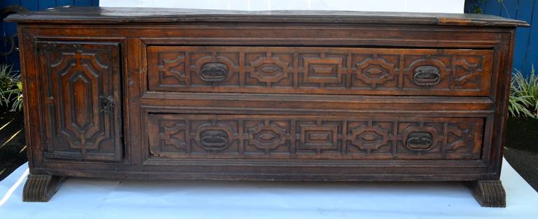 Long 17th Century Carved Spanish Credenza