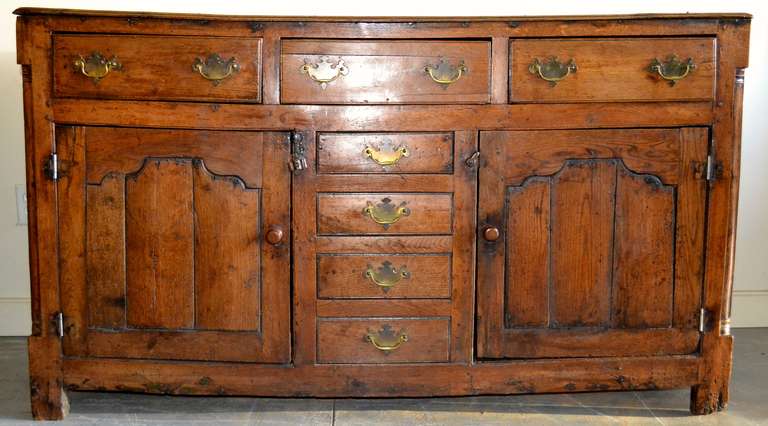 Mid 18th Century English Dresser Base with Drawers and Doors