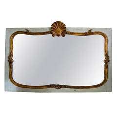 Early 19th Century French Painted and Gilded Mirror with Carved Shell
