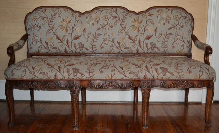 Early 19th Century Carved Italian Sofa with Shaped Back, Front and Legs