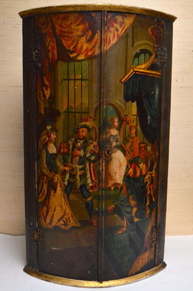 English Collection of 18th Century Hanging Corner Painted Cabinets For Sale