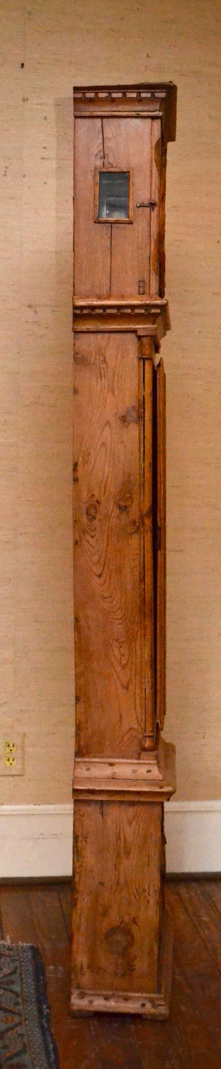 Early 19 Century Danish Pine Tall Case Clock with Carved Accents For Sale 3