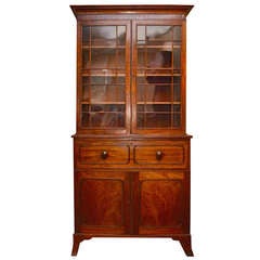 Early 19th Century English Mahogany Blonde Bureau Bookcase/Desk