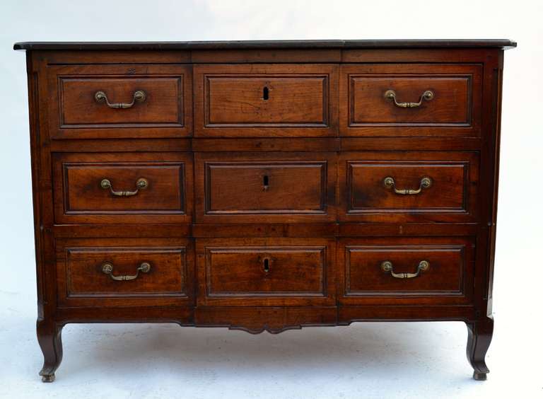 18th Century French Walnut Block Front Commode/Chest