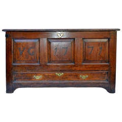 18th Century English Pine Blanket Chest with Lift Up Top and Bottom Drawer
