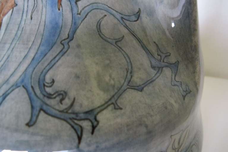 Art Nouveau Vase With Floral Motifs, Fayence And Tile Factory 'holland' (J.W. Mijnlieff) 1
