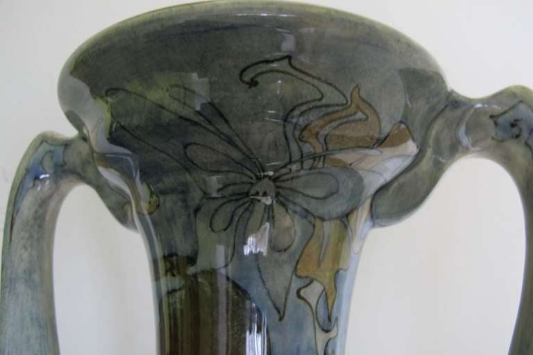 20th Century Art Nouveau Vase With Floral Motifs, Fayence And Tile Factory 'holland' (J.W. Mijnlieff)