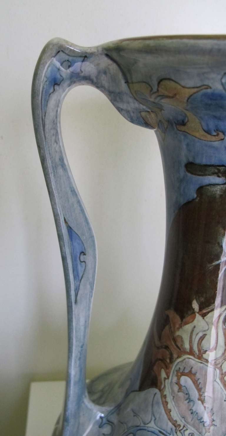 Art Nouveau Vase With Floral Motifs, Fayence And Tile Factory 'holland' (J.W. Mijnlieff) In Excellent Condition In Amstelveen, NL