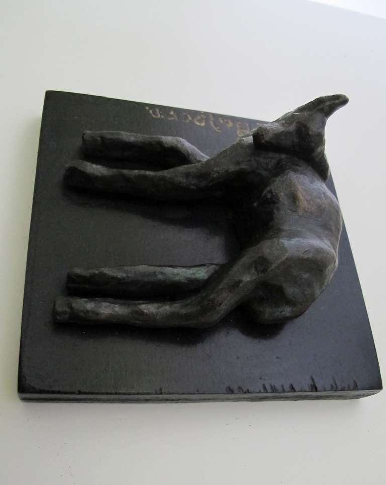 Dutch Lea Halpern: Beautiful Bronze Animal Sculpture of a Fawn circa 1930