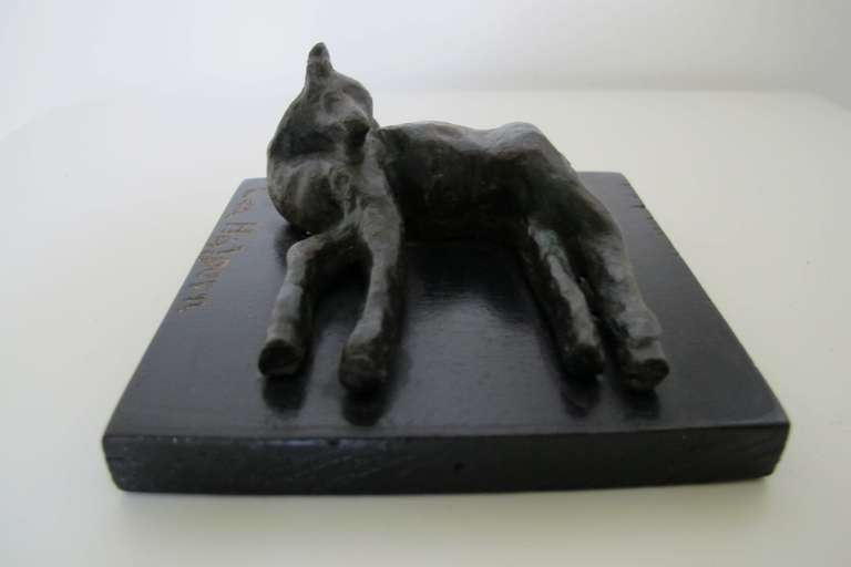 Lea Halpern: Beautiful Bronze Animal Sculpture of a Fawn circa 1930 In Excellent Condition In Amstelveen, NL
