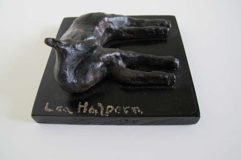 Lea Halpern: Beautiful Bronze Animal Sculpture of a Fawn circa 1930 1