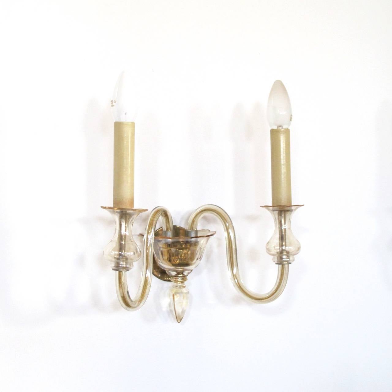 Molded Pair of Venetian Glass Wall Lamps