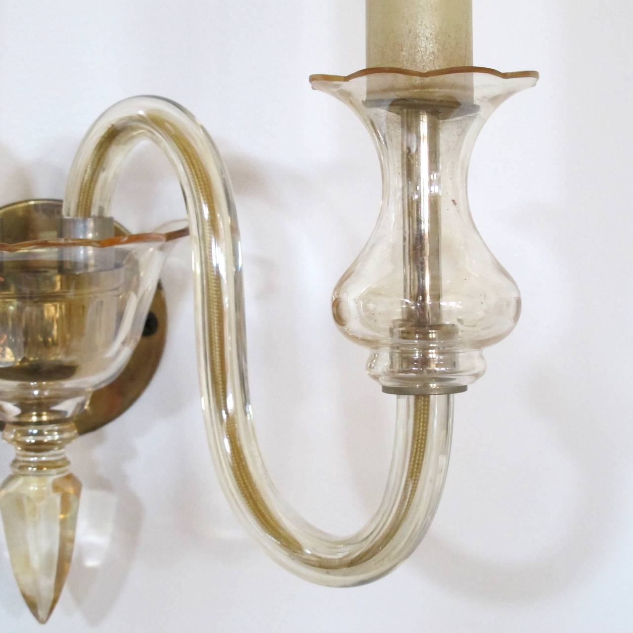 Pair of Venetian Glass Wall Lamps In Excellent Condition In Amstelveen, NL