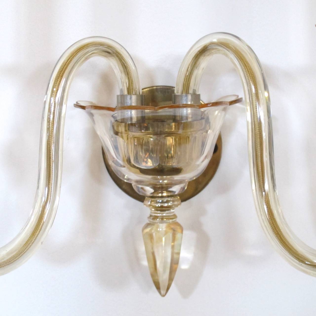 Mid-20th Century Pair of Venetian Glass Wall Lamps