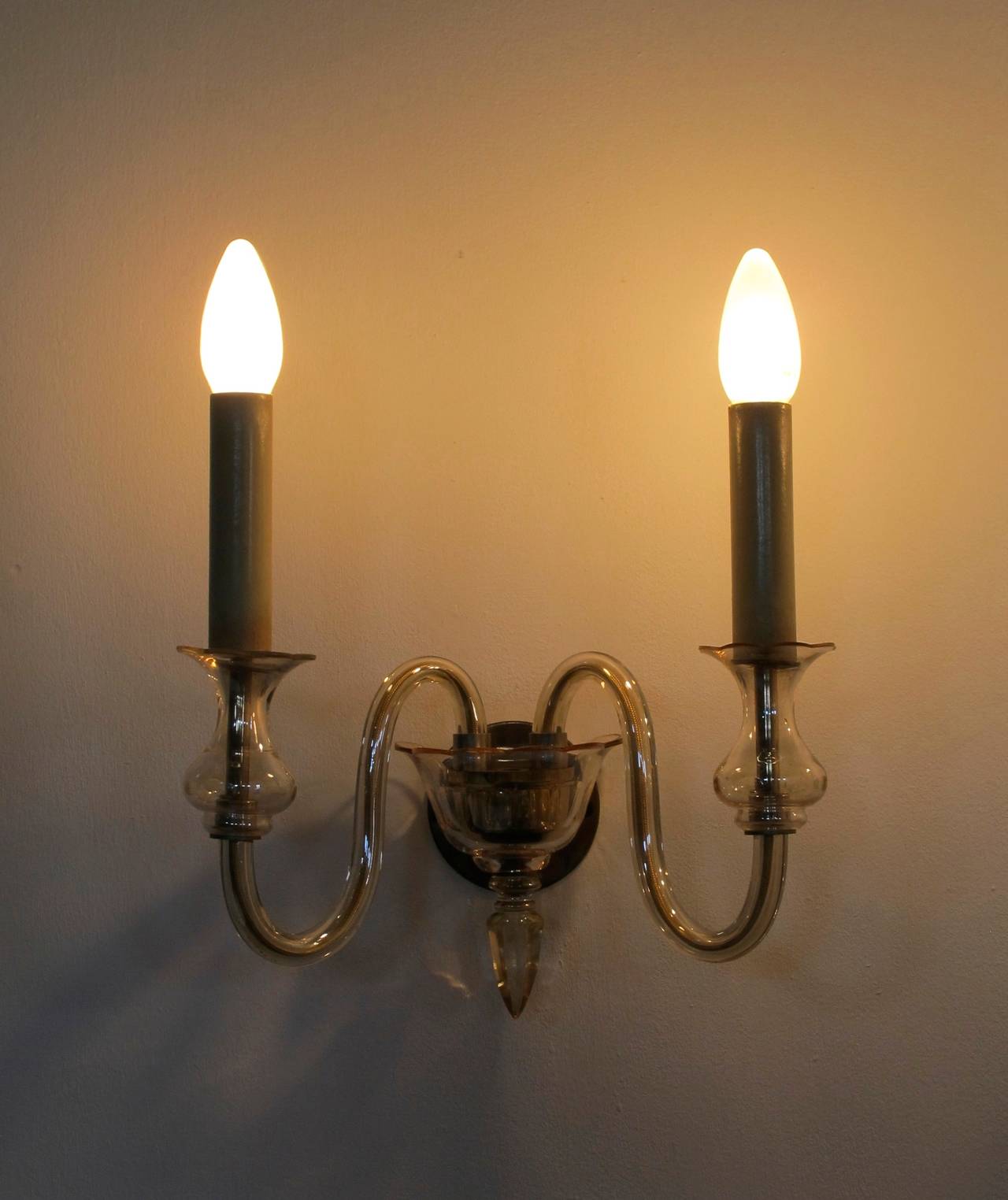 Italian Pair of Venetian Glass Wall Lamps