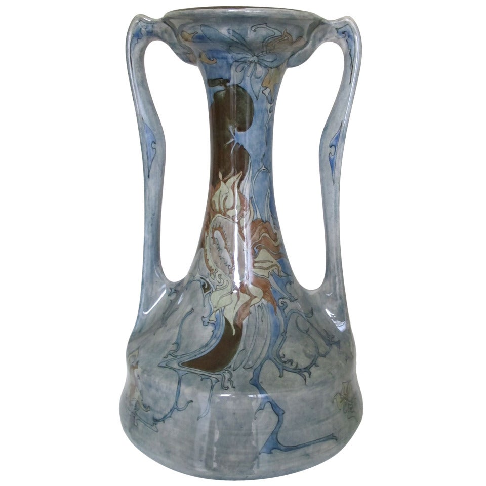 Art Nouveau Vase With Floral Motifs, Fayence And Tile Factory 'holland' (J.W. Mijnlieff)