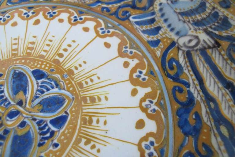 Hand-Painted Delftware, De Porceleyne Fles, Rare 'new Delft' Plate With Gold Luster, Design By Leon Senf, Ca. 1912