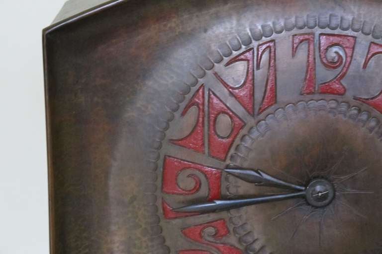 Hammered 1920s Art Deco Mantle Clock by Fons Reggers, Amsterdam School