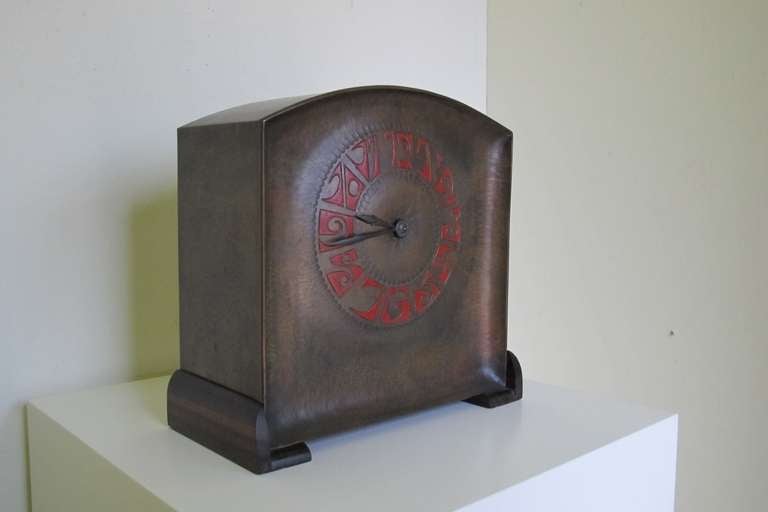 Rosewood 1920s Art Deco Mantle Clock by Fons Reggers, Amsterdam School