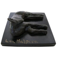 Lea Halpern: Beautiful Bronze Animal Sculpture of a Fawn circa 1930