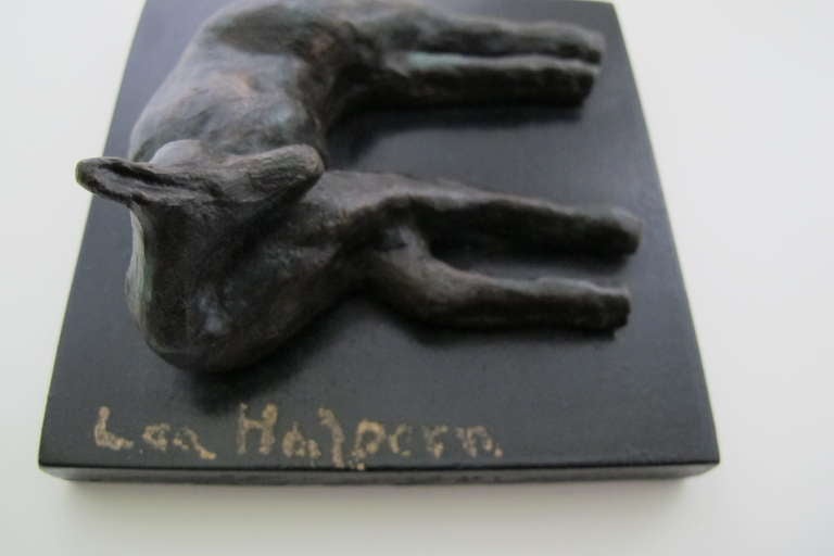 Lea Halpern: Beautiful Bronze Animal Sculpture of a Fawn circa 1930 4