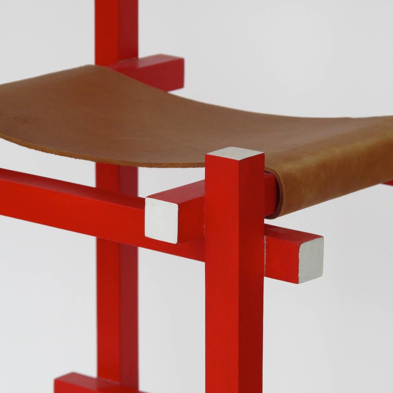 Leather Gerrit Rietveld Rare Children's High Chair by Gerard van de Groenekan For Sale