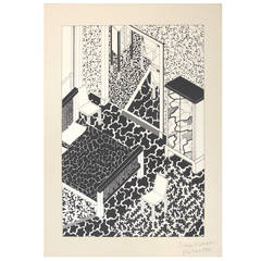 Original Limited Edition Litho of Interior by George Sowden (Memphis Milano)