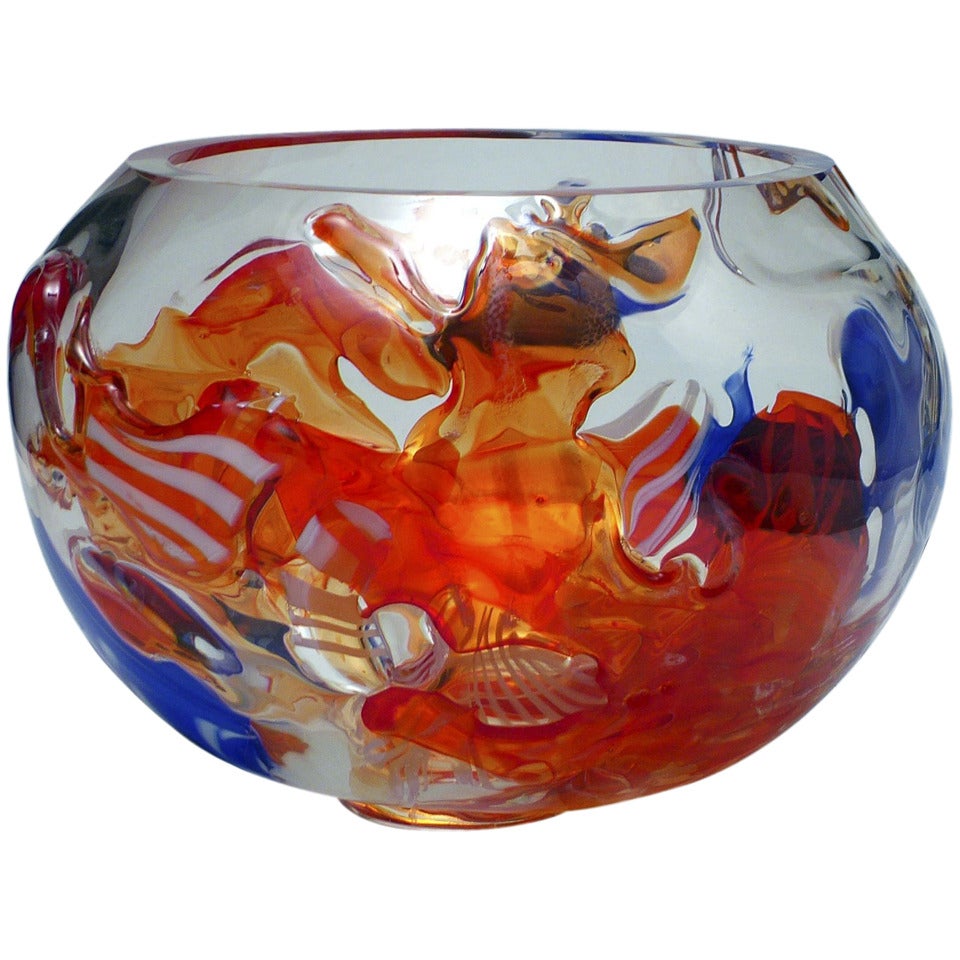Studio Glass One-Off Bowl by A. D. Copier, Oude Horn, 1989 For Sale