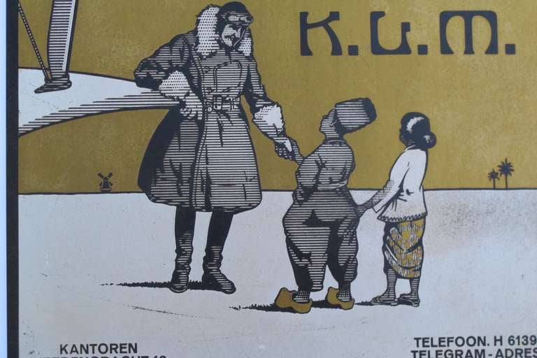 1920s Metal Advertising Sign for KLM Air, Design by H.G. Brian de Kruyff van Dorsser In Good Condition In Amstelveen, NL