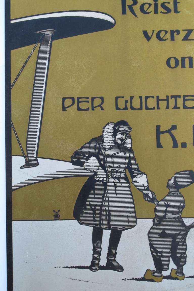 20th Century 1920s Metal Advertising Sign for KLM Air, Design by H.G. Brian de Kruyff van Dorsser