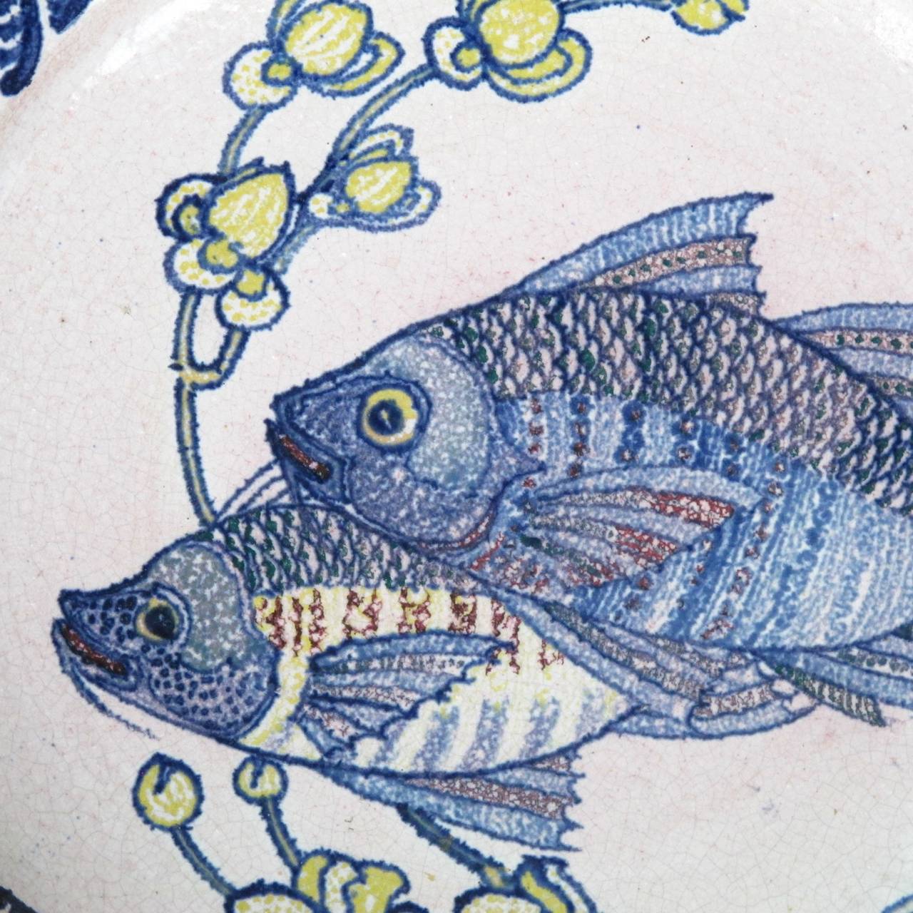 Early 20th Century Chris Lanooy Ceramic Wall Plate with Fish Decoration, Art Deco Early 1920s For Sale