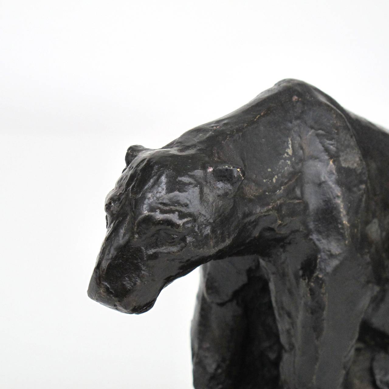 Cast Striking Bronze Sculpture of a Sitting Ice Bear by Lambertus Zijl