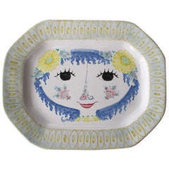Vintage Scandinavian Ceramic Platter, Early Piece by Bjørn Wiinblad, 1950