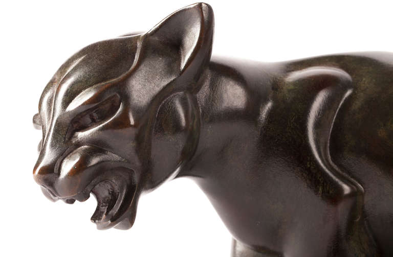 Art Deco Bronze Sculpture of a Cat by Gra Rueb 4
