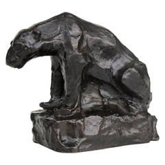 Striking Bronze Sculpture of a Sitting Ice Bear by Lambertus Zijl