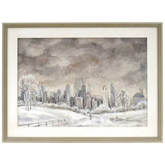 Adrian Lubbers "Winter in New York" Oil on Canvas, 1941