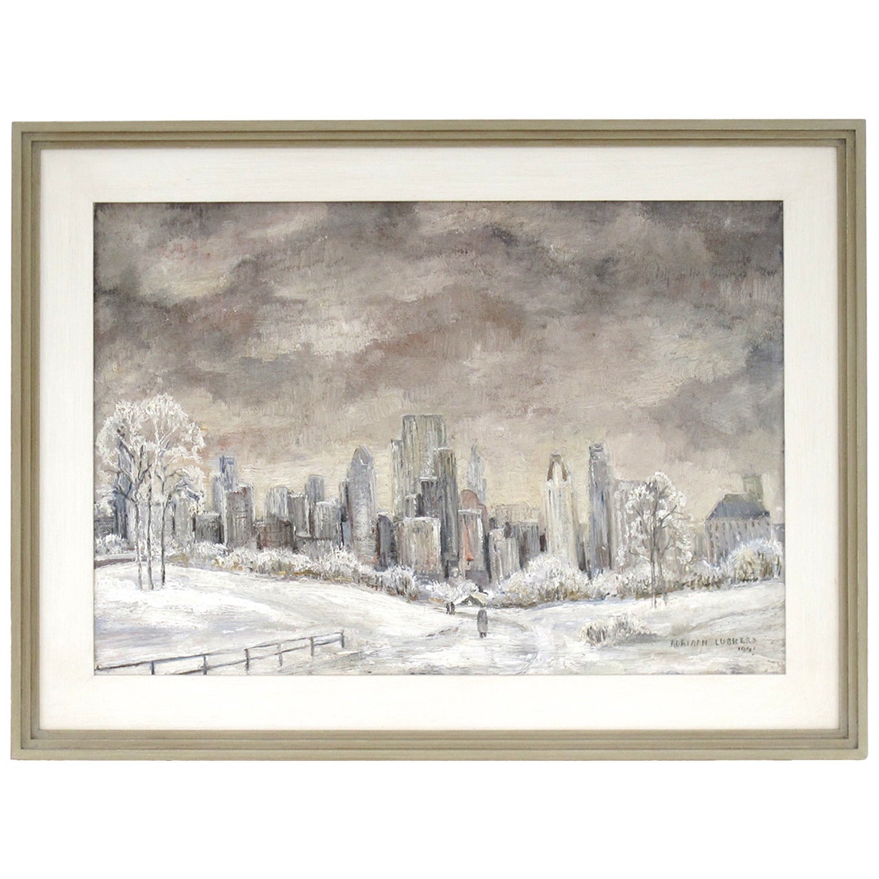 Adrian Lubbers "Winter in New York" Oil on Canvas, 1941 For Sale