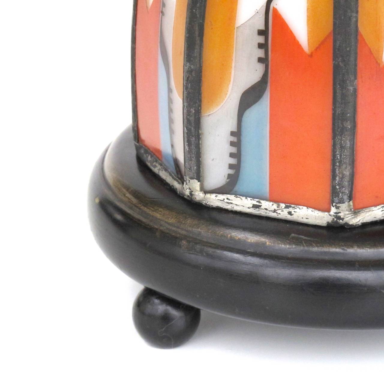 Art Deco Amsterdam School Stained and Leaded Table Lamp by De Nieuwe Honsel