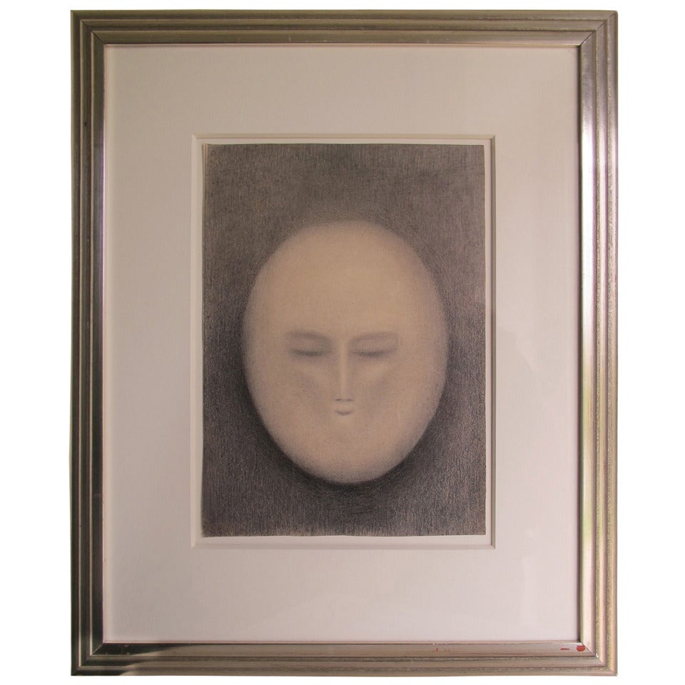 Original Drawing of a Mask by Bernard Richters, 1920s